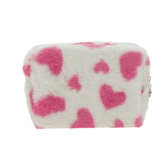 Unique Bargains 1 Pc Heart Drawstring Makeup Bag for Vacation Business Travel Plush Rose Red