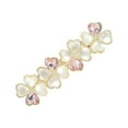 thumbnail image 1 of Unique Bargains 1 Pc Heart Flower French Barrette Hair Clips Hairdo Clip for Home Gold Tone Pink, 1 of 5