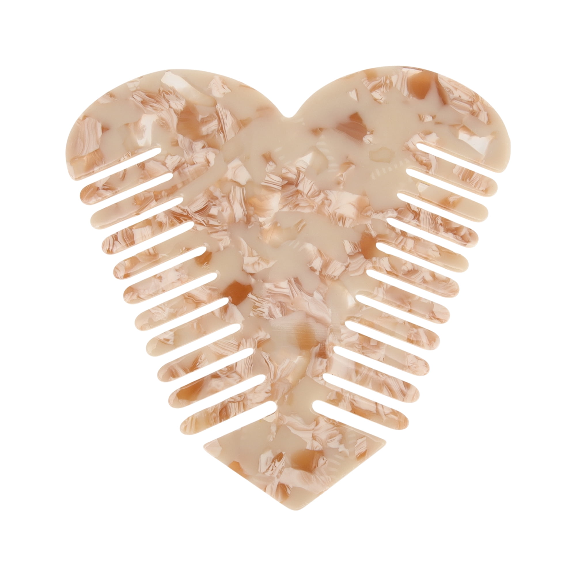 Unique Bargains 1 Pc Heart Shaped Hair Comb for Effortless Hair Care Styling White, Brown