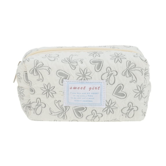 Unique Bargains 1 Pc Heart Style Drawstring Makeup Bag for Vacation Gray Polyester