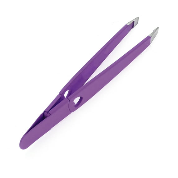 Unique Bargains 1 Pc Heart Style Eyebrow Tweezer for Bathroom Travel Hotel Purple Stainless Steel