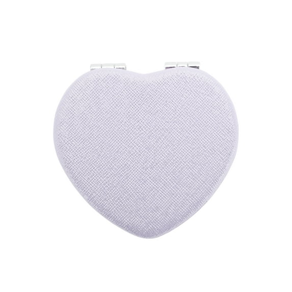 Unique Bargains 1 Pc Heart-shape Makeup Mirror for Travel Vacation Purple PU ABS Glass