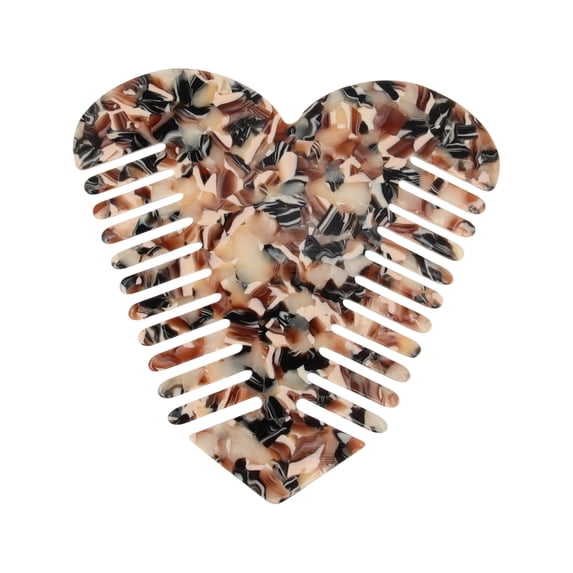 Unique Bargains 1 Pc Heart-shaped Hair Comb Black Brown Acetate Sheet