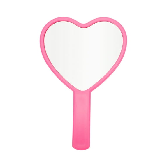 Unique Bargains 1 Pc Heart-shaped Handheld Mirror for Vacation Travel Rose Red Plastic Glass