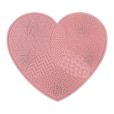 Unique Bargains 1 Pc Heart-shaped Makeup Sponge Brush Cleaner Pink