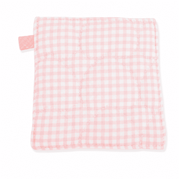 Unique Bargains 1 Pc Heart-shaped Quilting Drink Coaster Pink Cotton Fabric