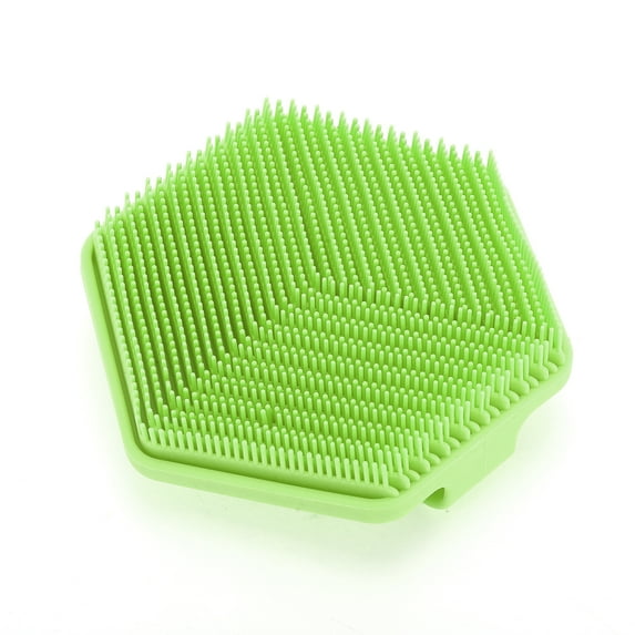 Unique Bargains 1 Pc Hexagon Shape Handle Bath Brush for Bathroom for Shower for Bath 4.41"×3.94" Green