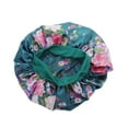thumbnail image 1 of Unique Bargains 1 Pc High Elasticity Print Shower Cap for Bathroom Blackish Green Satin Fabric Stretch Fabric, 1 of 6
