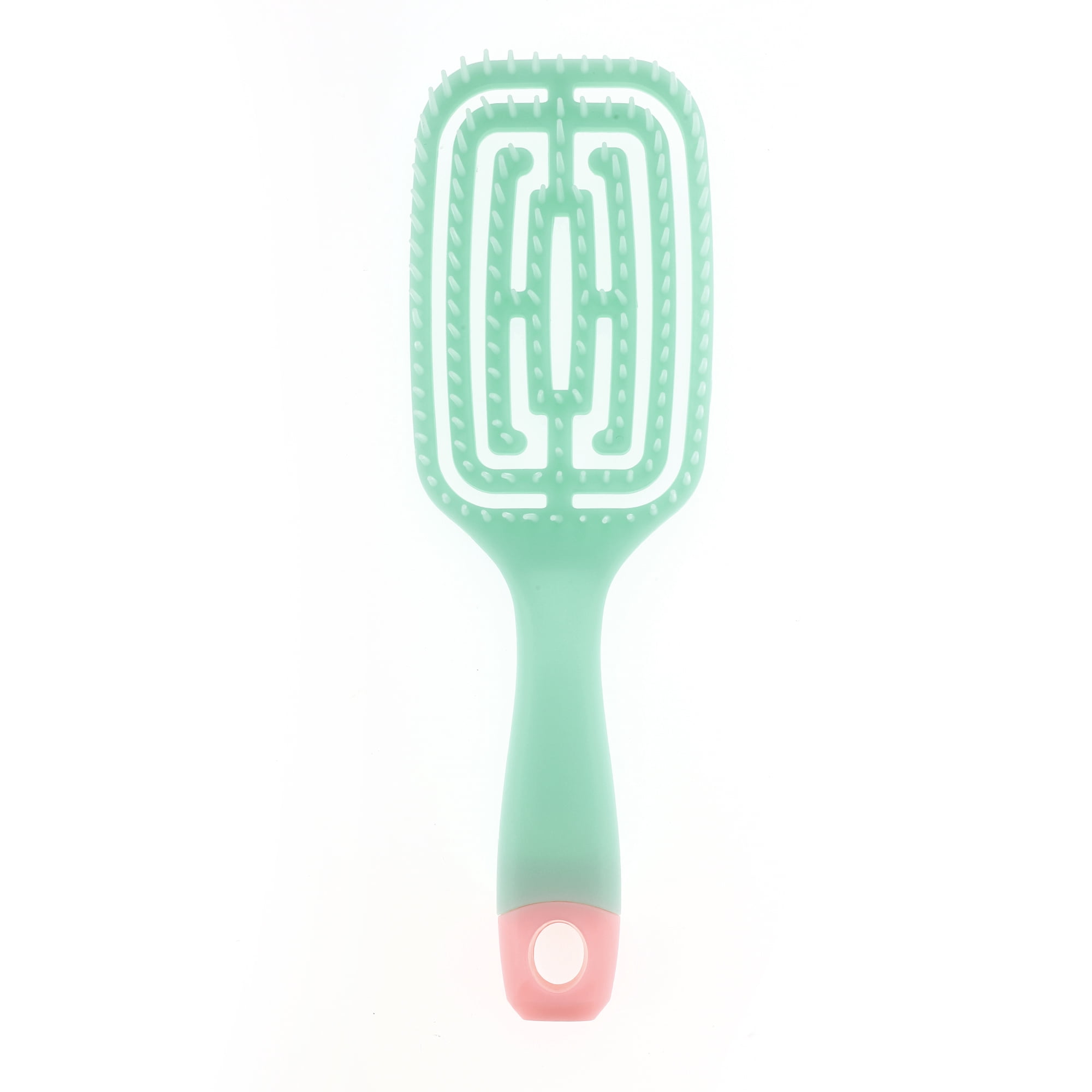 Unique Bargains 1 Pc Hollow Large Curved Hair Brush with Soft Cushion Base Green