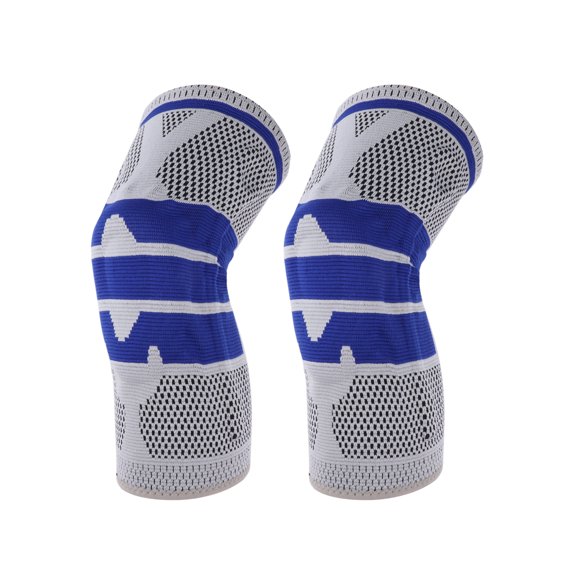 Unique Bargains 1 Pc Horizontal Stripes Knee Pads for Sports Gray, Blue Medium