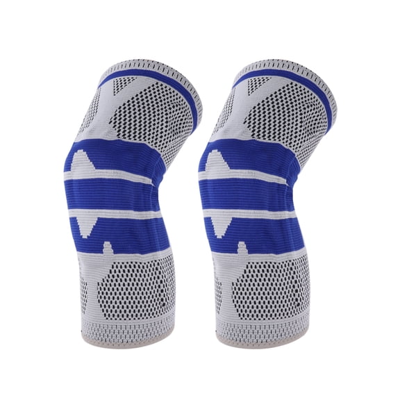 Unique Bargains 1 Pc Horizontal Stripes Knee Pads for Sports Gray, Blue X Large