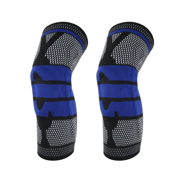 Unique Bargains 1 Pc Horizontal Stripes Knee Pads for Sports Black, Blue Large