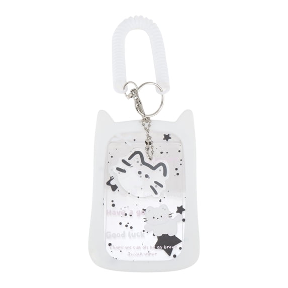 Unique Bargains 1 Pc ID Badge Holder Cat Keychain Card Holder White Black