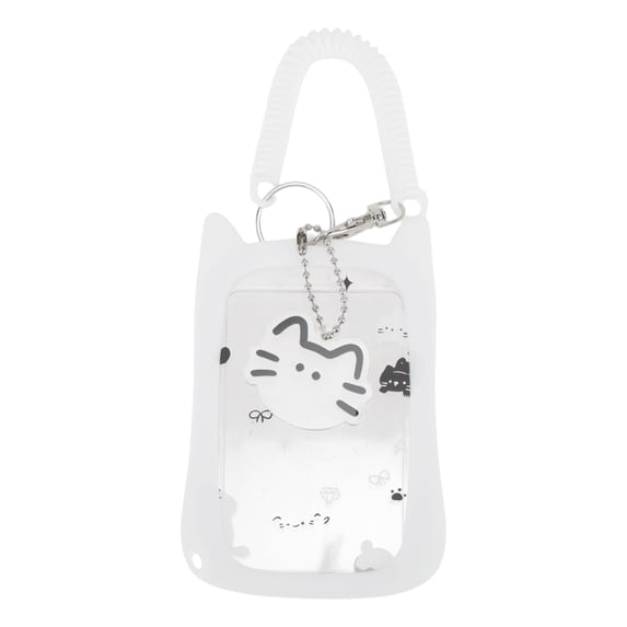 Unique Bargains 1 Pc ID Badge Holder Cat Keychain Card Holder White