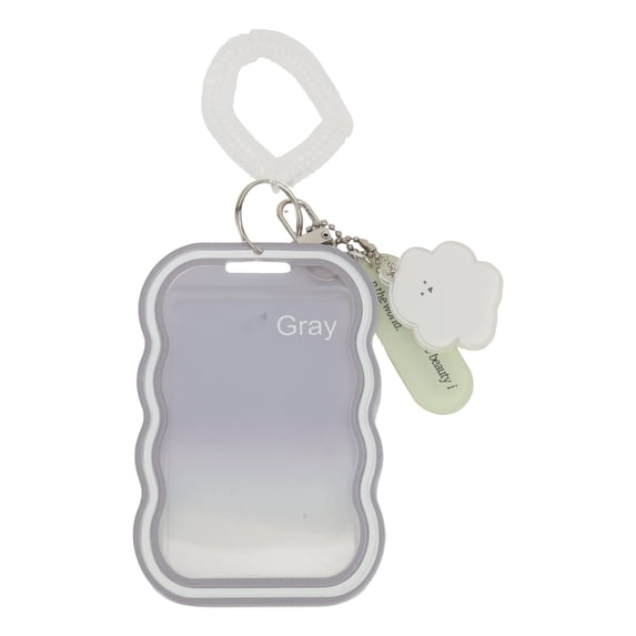 Unique Bargains 1 Pc ID Badge Holder Elastic Cord Keychain Card Holder Gray