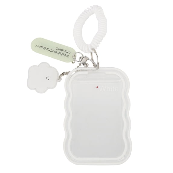 Unique Bargains 1 Pc ID Badge Holder Elastic Cord Keychain Card Holder White