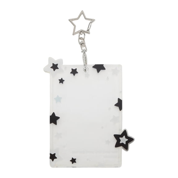 Unique Bargains 1 Pc ID Badge Holder Portable Stars Keychain Card Holder Black White