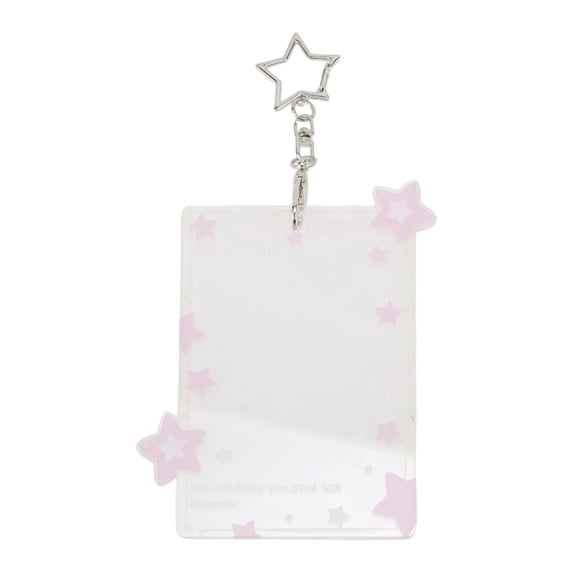 Unique Bargains 1 Pc ID Badge Holder Portable Stars Keychain Card Holder Light Purple