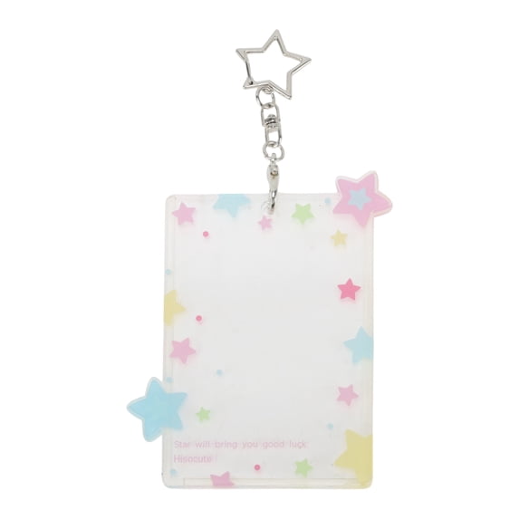 Unique Bargains 1 Pc ID Badge Holder Portable Stars Keychain Card Holder Pink Blue
