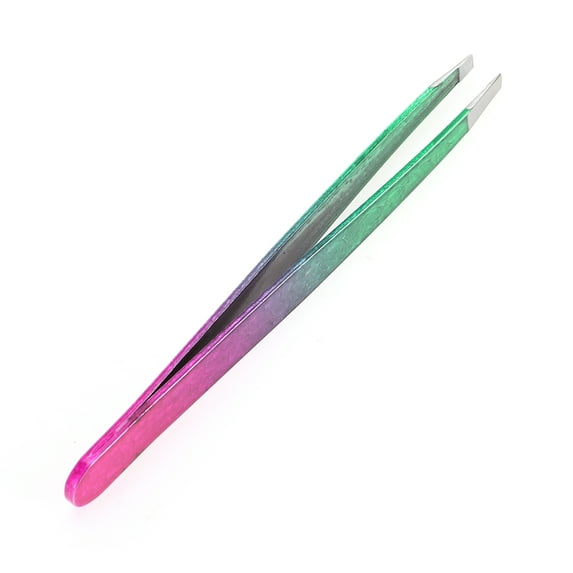 Unique Bargains 1 Pc Ice Flower Flat Edge Eyebrow Tweezer for Bathroom Travel Hotel Pink Stainless Steel