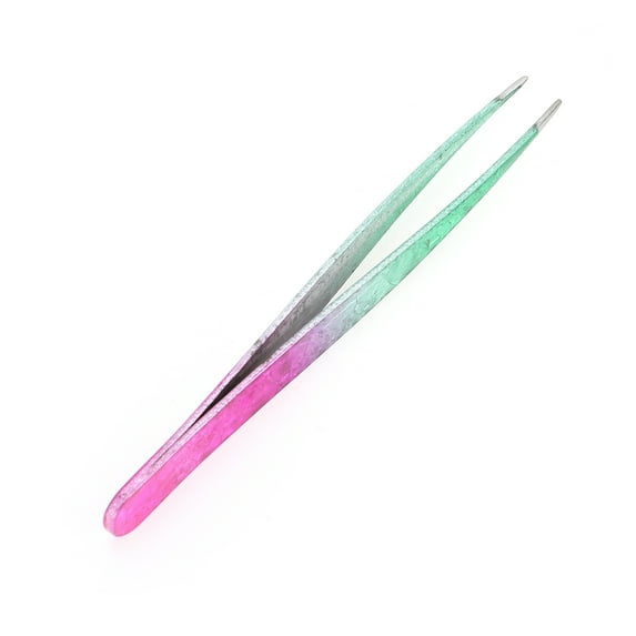 Unique Bargains 1 Pc Ice Flower Pointed Edge Eyebrow Tweezer for Bathroom Travel Hotel Pink Stainless Steel