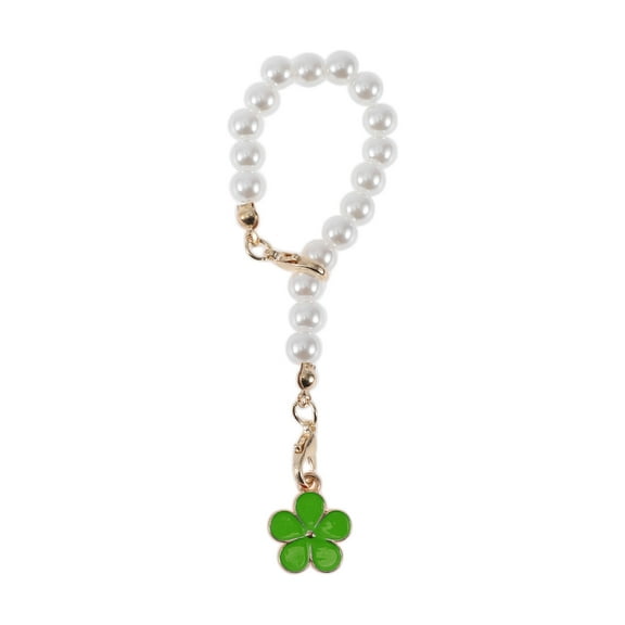 Unique Bargains 1 Pc Imitation Pearl Flower Cup Chain Water Cup Pendant Green Alloy Imitation Pearl