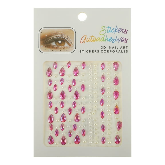 Unique Bargains 1 Pc Irregular Face Rhinestone Stickers for Concert Pink