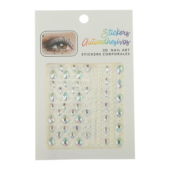 Unique Bargains 1 Pc Irregular Face Rhinestone Stickers for Concert White