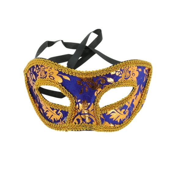 Unique Bargains 1 Pc Jazz Cloth-Wrapped Flat Head Half Face Party Mask for Masquerade Party Blue