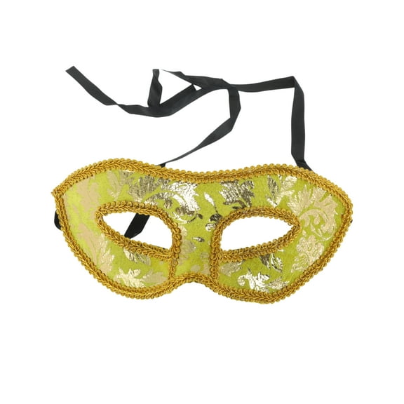 Unique Bargains 1 Pc Jazz Cloth-Wrapped Flat Head Half Face Party Mask for Masquerade Party Gold Tone