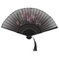thumbnail image 1 of Unique Bargains 1 Pc Joyful Magpie on Plum Blossom Branch Design Folding Fan for Dancing Party Gray Bamboo Silk, 1 of 5