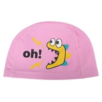 Unique Bargains 1 Pc Knitted PU Elastic Cartoon Letter Swim Cap Pink