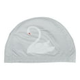 thumbnail image 1 of Unique Bargains 1 Pc Knitted PU Elastic Swans Pattern Swim Cap Silver Tone Gray White, 1 of 5