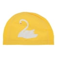 thumbnail image 1 of Unique Bargains 1 Pc Knitted PU Elastic Swans Pattern Swim Cap Yellow White, 1 of 5