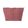 thumbnail image 1 of Unique Bargains 1 Pc Knitted Stripes Makeup Bag White Red Polyester, 1 of 5