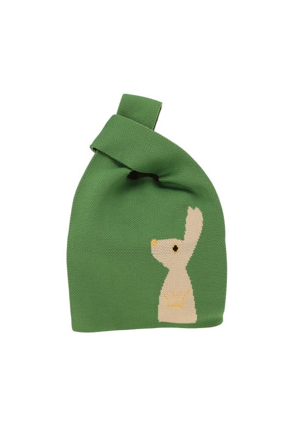 1 Pc Knitted Wrist Bag Animal Pattern Gift Bag Green