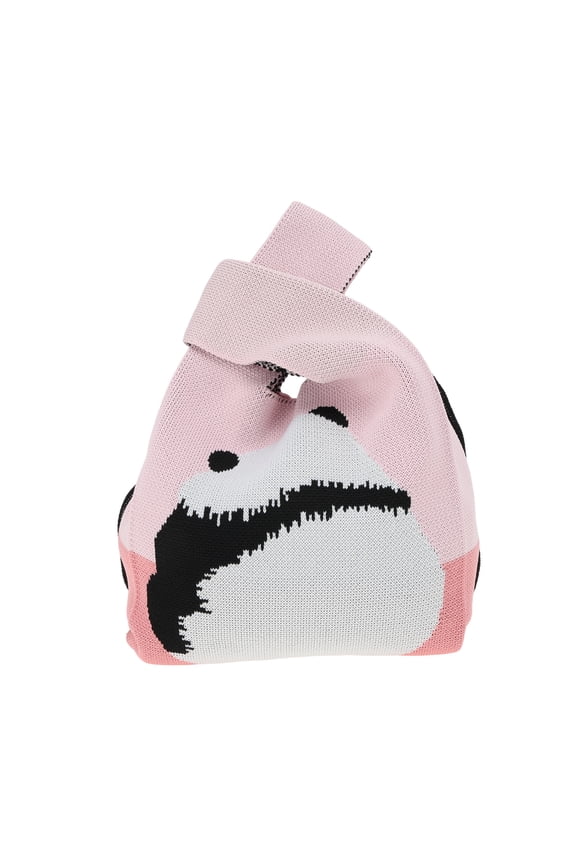1 Pc Knitted Wrist Bag Animals Pattern Gift Bag Pink