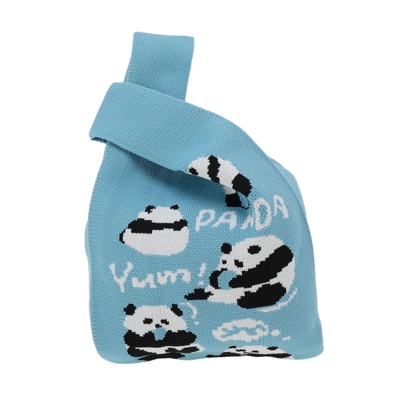 Unique Bargains 1 Pc Knitted Wrist Bag Cute Animal Pattern Gift Bag Blue