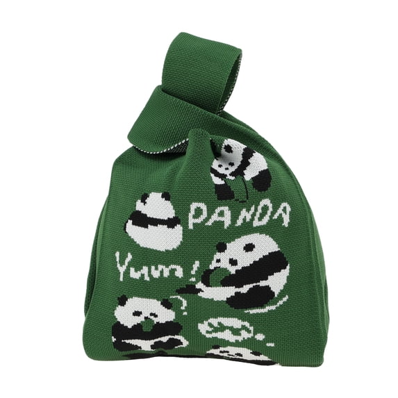 Unique Bargains 1 Pc Knitted Wrist Bag Cute Animal Pattern Gift Bag Green