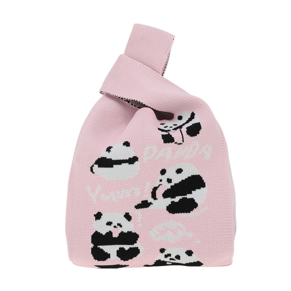 Unique Bargains 1 Pc Knitted Wrist Bag Cute Animal Pattern Gift Bag Pink