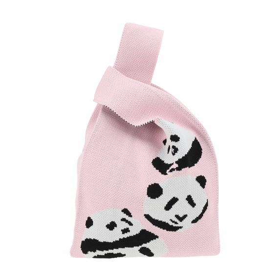 Unique Bargains 1 Pc Knitted Wrist Bag Cute Animals Gift Bag Pink
