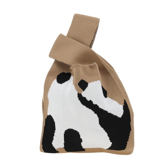 Unique Bargains 1 Pc Knitted Wrist Bag Portable Animal Pattern Gift Bag Coffee Color