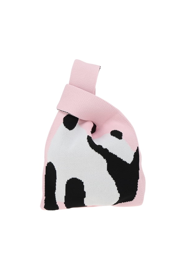 1 Pc Knitted Wrist Bag Portable Animal Pattern Gift Bag Pink