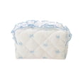 thumbnail image 1 of Unique Bargains 1 Pc Lace Bow Ruffles Makeup Bag for Everyday Use 3.15 in Blue, 1 of 5