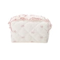 thumbnail image 1 of Unique Bargains 1 Pc Lace Bow Ruffles Makeup Bag for Everyday Use 3.94 in Pink, 1 of 5