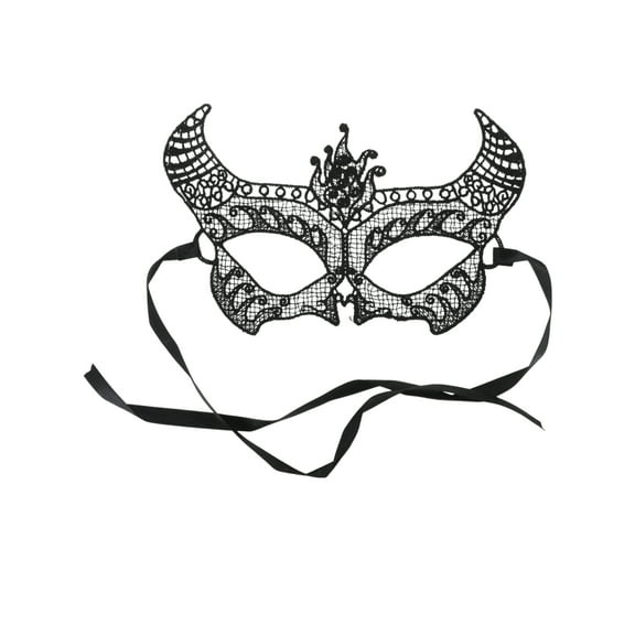 Unique Bargains 1 Pc Lace Bull Head Half Face Party Mask for Masquerade Party Black Lace