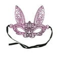 thumbnail image 1 of Unique Bargains 1 Pc Lace Long-Ear Bunny Half Face Party Mask for Masquerade Party Purple Lace, 1 of 5
