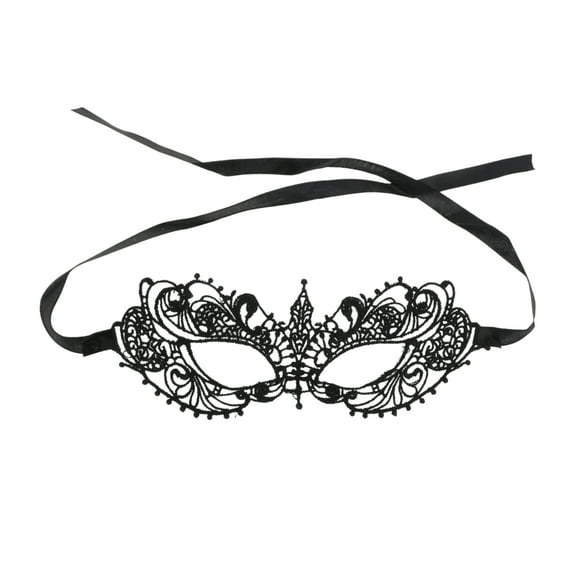 Unique Bargains 1 Pc Lace Petite Point Half Face Party Mask for Masquerade Party Black Lace