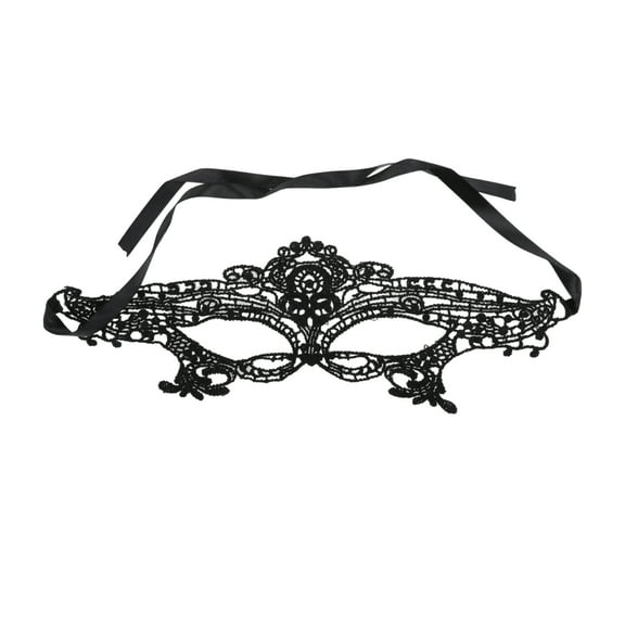Unique Bargains 1 Pc Lace Queen Half Face Party Mask for Masquerade Party Black Lace