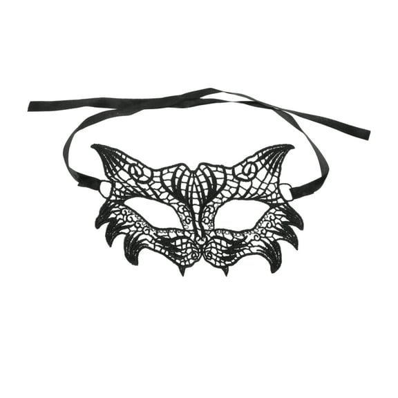 Unique Bargains 1 Pc Lace Tiger-Head Half Face Party Mask for Masquerade Party Black Lace